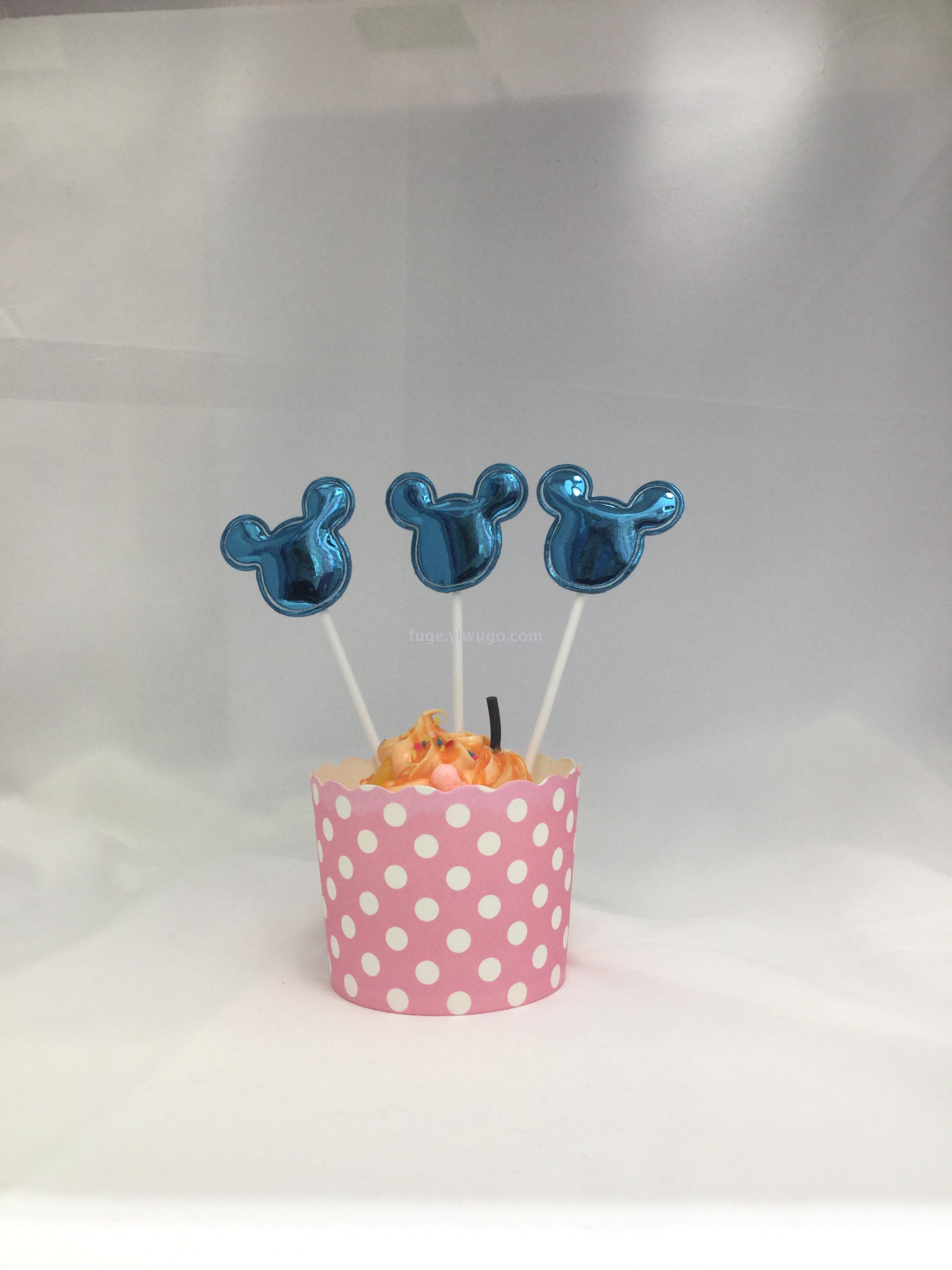 Pu birthday cake decoration plug-in card party dessert table fruit accessories fashion creative decoration 6pcs