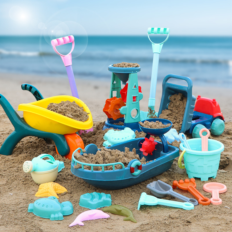 Children&#039;s Beach Toy Suit Beach Bucket Tools Large Shovel Playing Water Hourglass Playing Sand Digging Sand Ketsumeishi