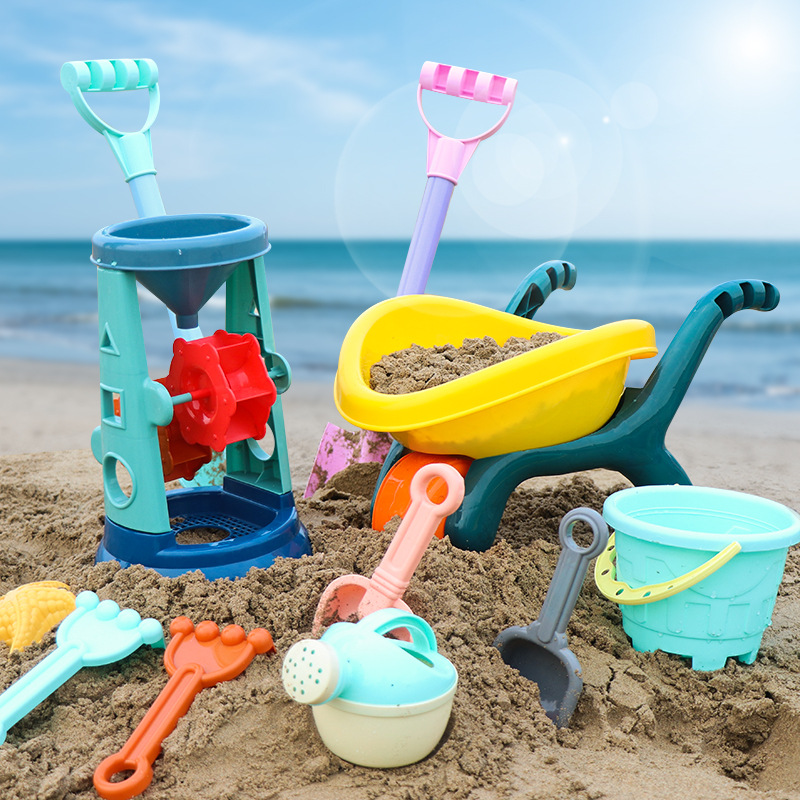 Children&#039;s Beach Toy Suit Beach Bucket Tools Large Shovel Playing Water Hourglass Playing Sand Digging Sand Ketsumeishi