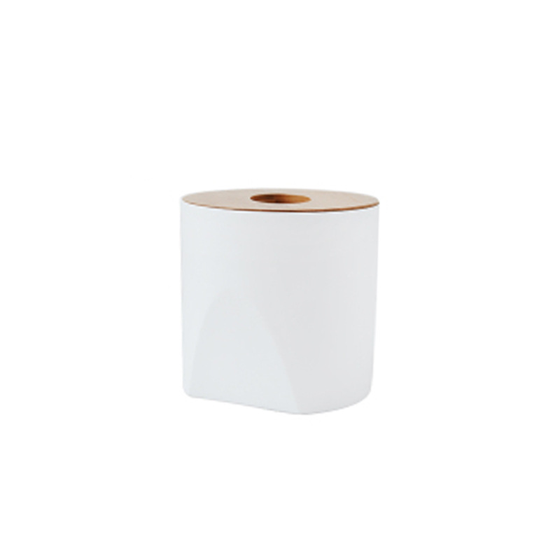 Cross-Border Supply Creative Bamboo Cover round Tissue Box Roll Paper Straight Tissue Box