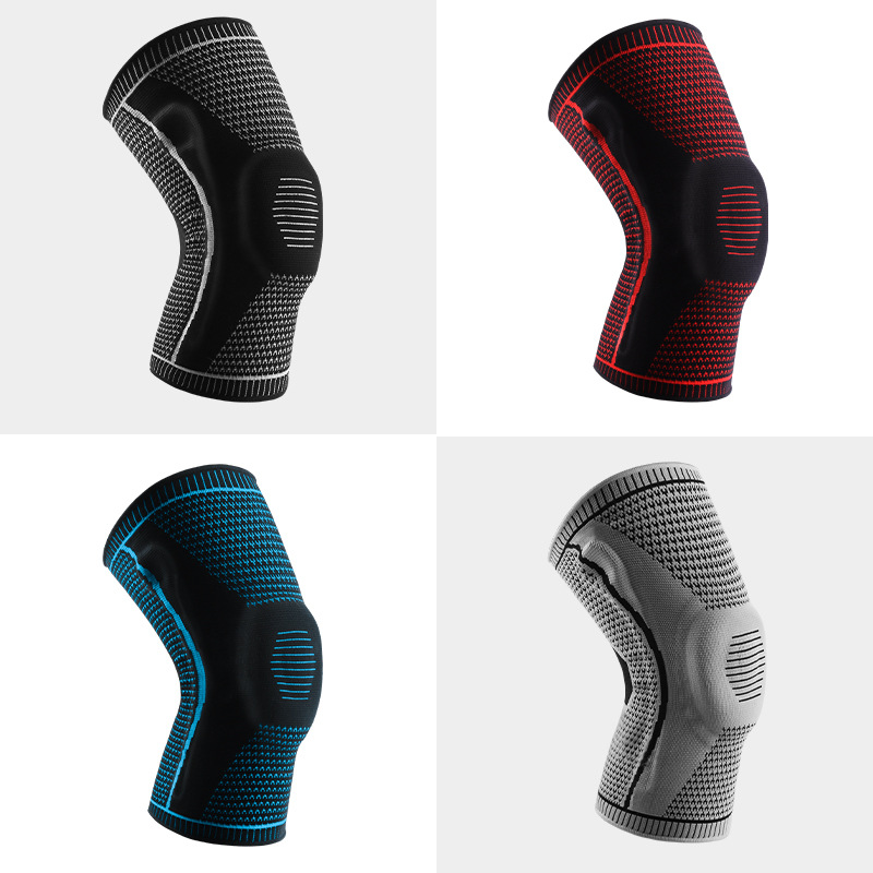 Outdoor Sports Summer Pressurized Silicone Spring Breathable Knee Pad Mountaineering Running Basketball Cycling Knitted Knee Cover