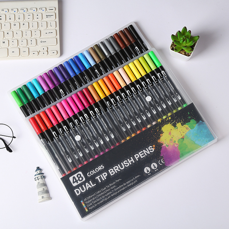 Amazon Hot Black Stick Double-Headed Mark Watercolor Pen Student Color Hook Brush Only for Art Set Batch Amazon Hot Black Stick Double-Headed Mark Watercolor Pen Student Color Hook Brush Only for Art Set Batch