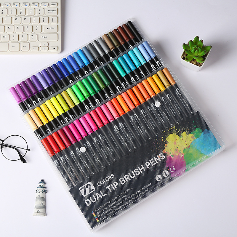 Amazon Hot Black Stick Double-Headed Mark Watercolor Pen Student Color Hook Brush Only for Art Set Batch Amazon Hot Black Stick Double-Headed Mark Watercolor Pen Student Color Hook Brush Only for Art Set Batch