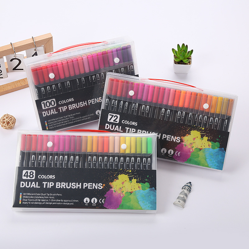 Amazon Hot Black Stick Double-Headed Mark Watercolor Pen Student Color Hook Brush Only for Art Set Batch Amazon Hot Black Stick Double-Headed Mark Watercolor Pen Student Color Hook Brush Only for Art Set Batch