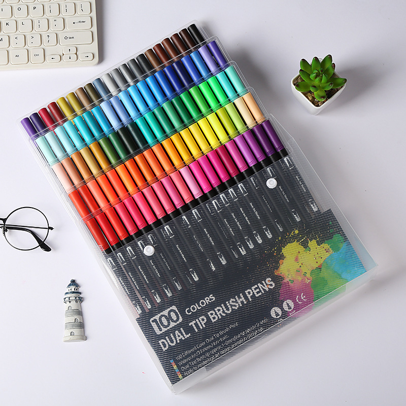 Amazon Hot Black Stick Double-Headed Mark Watercolor Pen Student Color Hook Brush Only for Art Set Batch Amazon Hot Black Stick Double-Headed Mark Watercolor Pen Student Color Hook Brush Only for Art Set Batch