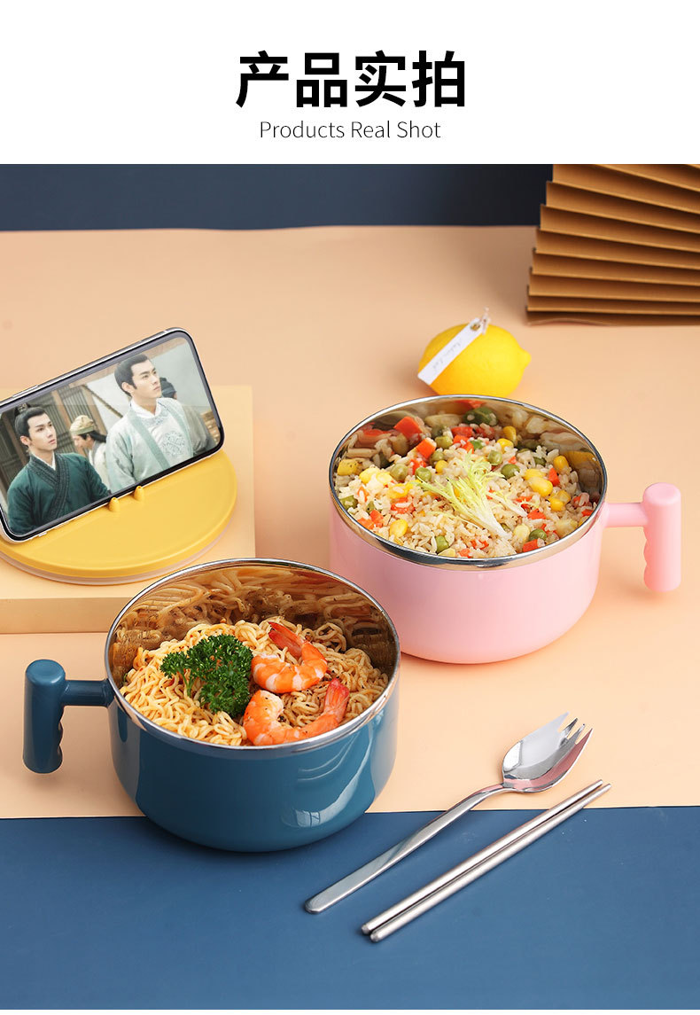 steel instant such as bowl with cover household office worker portable student lunch box Japanese bowl set with cutlery