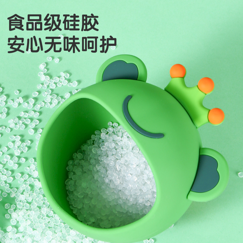 Children&#039;s Liquid Silicone Bowl Set Frog Cartoon Baby Rice Bowl Complementary Food with Straw Training Tableware