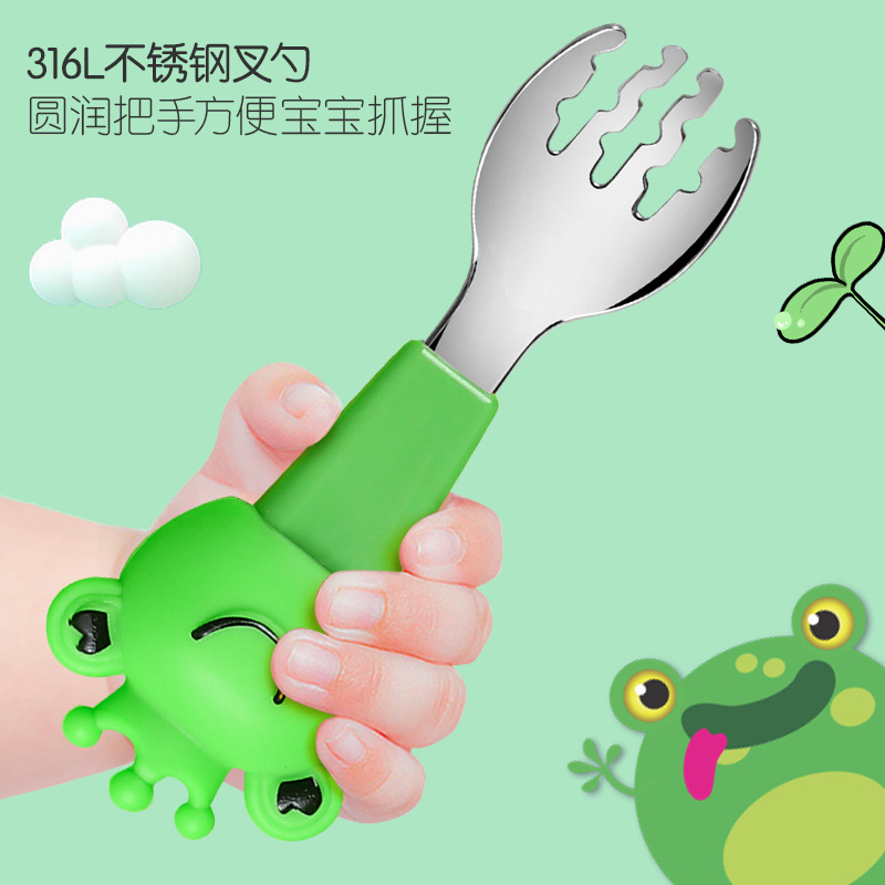 Children&#039;s Liquid Silicone Bowl Set Frog Cartoon Baby Rice Bowl Complementary Food with Straw Training Tableware