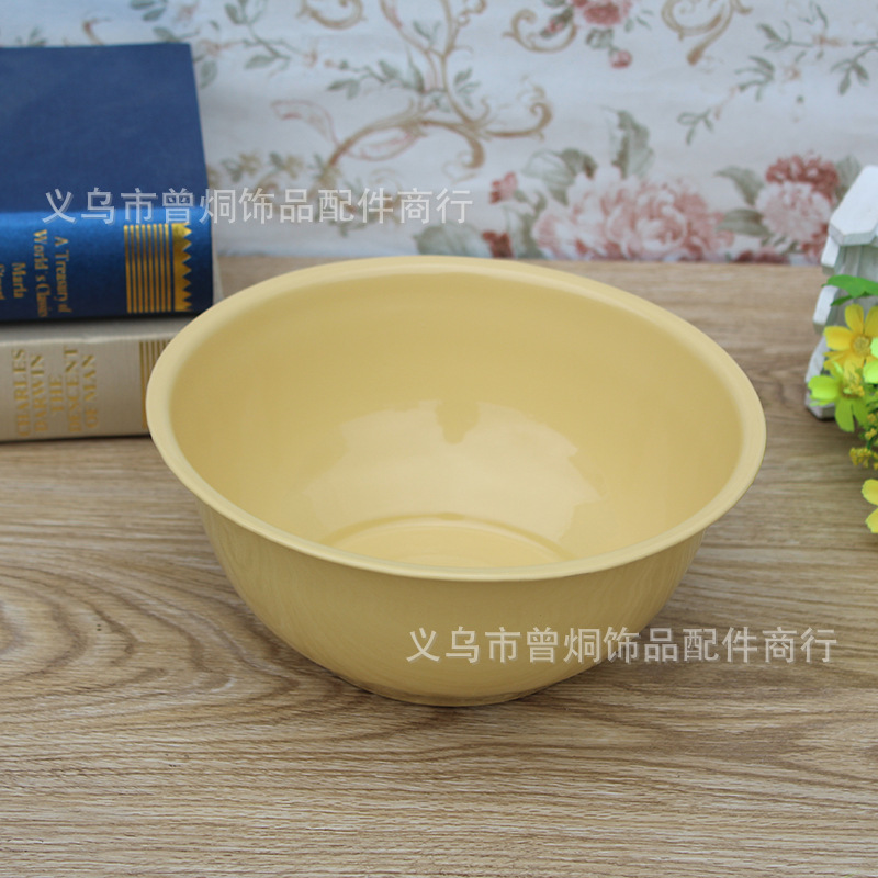 22# yellow rolled edge bowl soup basin enamel bowl nostalgic classic durable 2 yuan wholesale (not to return)