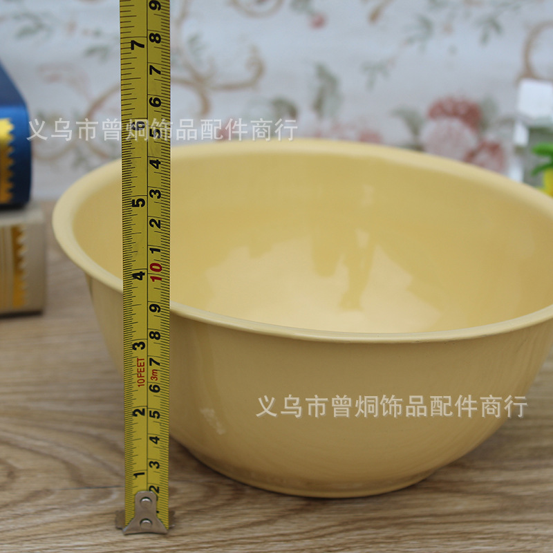 22# yellow rolled edge bowl soup basin enamel bowl nostalgic classic durable 2 yuan wholesale (not to return)