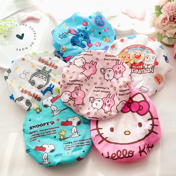 Cute cartoon double bath cap Merledi waterproof bath cap corner biological shampoo kitchen lampblack hair cap