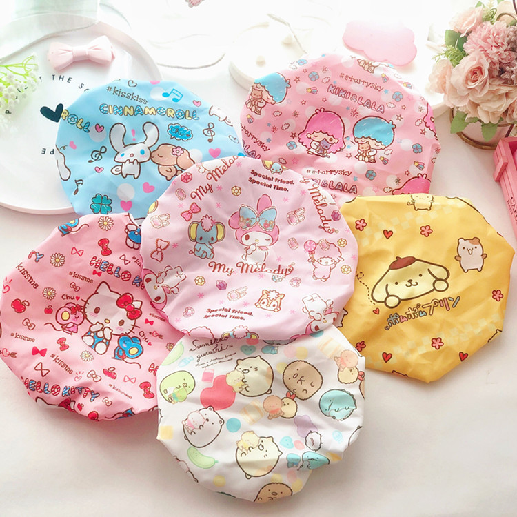 Cute cartoon double bath cap Merledi waterproof bath cap corner biological shampoo kitchen lampblack hair cap