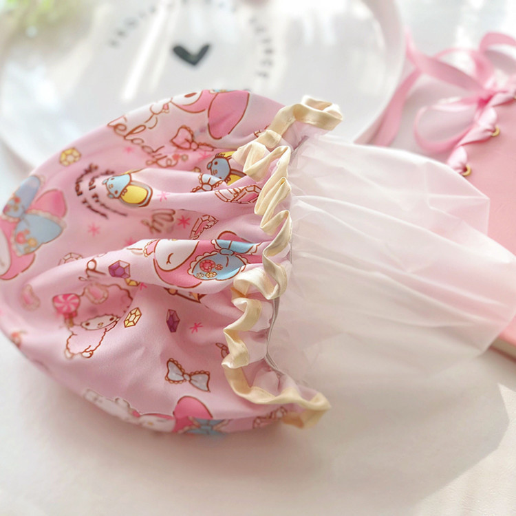 Cute cartoon double bath cap Merledi waterproof bath cap corner biological shampoo kitchen lampblack hair cap