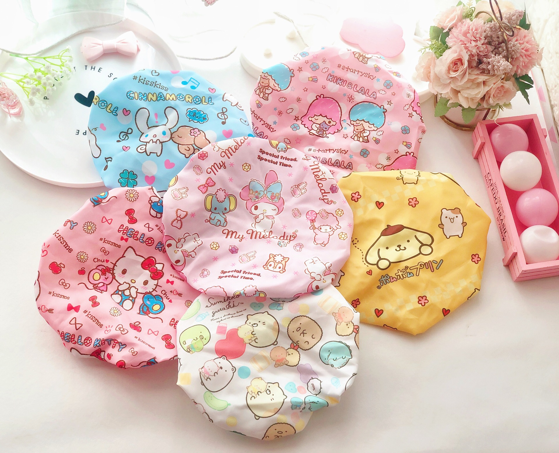 Cute cartoon double bath cap Merledi waterproof bath cap corner biological shampoo kitchen lampblack hair cap Cute cartoon double bath cap Merledi waterproof bath cap corner biological shampoo kitchen lampblack hair cap