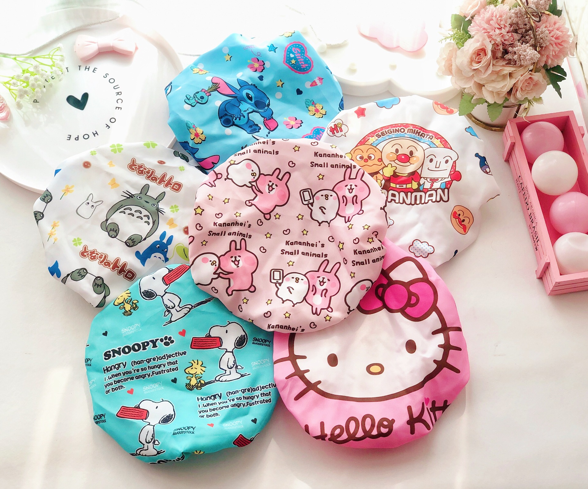 Cute cartoon double bath cap Merledi waterproof bath cap corner biological shampoo kitchen lampblack hair cap Cute cartoon double bath cap Merledi waterproof bath cap corner biological shampoo kitchen lampblack hair cap