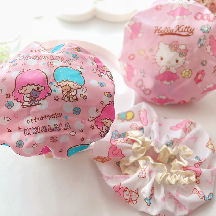 Cute cartoon double bath cap Merledi waterproof bath cap corner biological shampoo kitchen lampblack hair cap