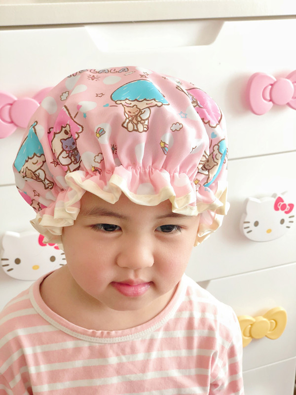 Cute cartoon double bath cap Merledi waterproof bath cap corner biological shampoo kitchen lampblack hair cap Cute cartoon double bath cap Merledi waterproof bath cap corner biological shampoo kitchen lampblack hair cap