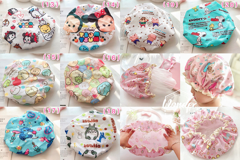 Cute cartoon double bath cap Merledi waterproof bath cap corner biological shampoo kitchen lampblack hair cap Cute cartoon double bath cap Merledi waterproof bath cap corner biological shampoo kitchen lampblack hair cap