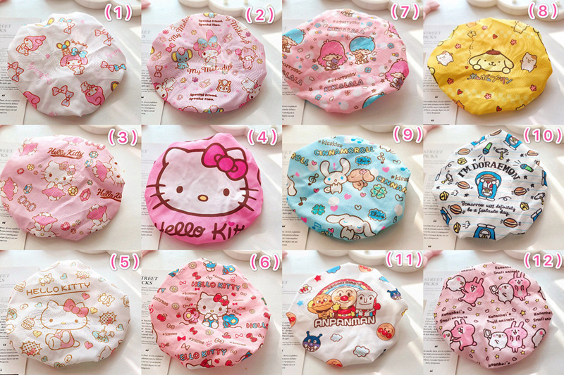 Cute cartoon double bath cap Merledi waterproof bath cap corner biological shampoo kitchen lampblack hair cap Cute cartoon double bath cap Merledi waterproof bath cap corner biological shampoo kitchen lampblack hair cap