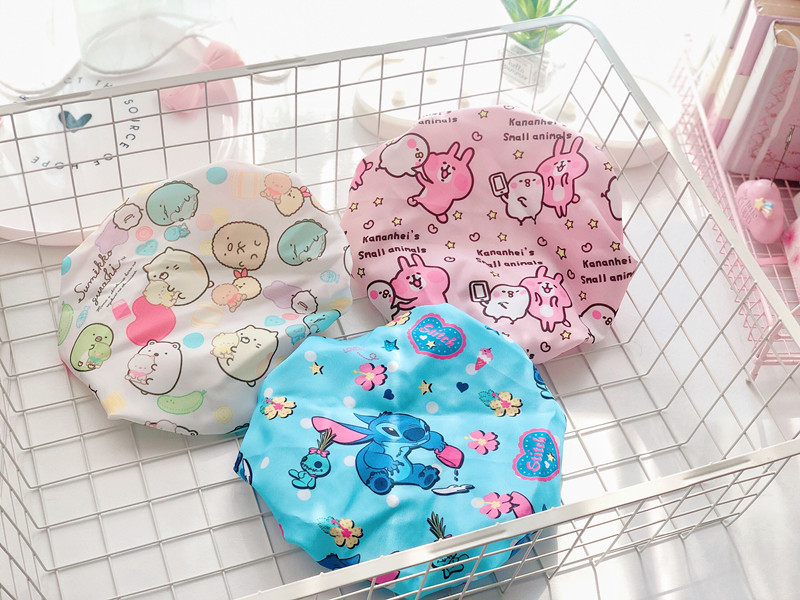 Cute cartoon double bath cap Merledi waterproof bath cap corner biological shampoo kitchen lampblack hair cap Cute cartoon double bath cap Merledi waterproof bath cap corner biological shampoo kitchen lampblack hair cap