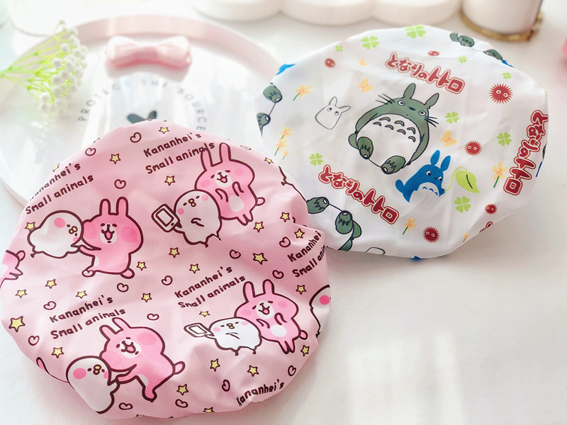 Cute cartoon double bath cap Merledi waterproof bath cap corner biological shampoo kitchen lampblack hair cap Cute cartoon double bath cap Merledi waterproof bath cap corner biological shampoo kitchen lampblack hair cap