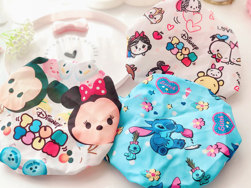 Cute cartoon double bath cap Merledi waterproof bath cap corner biological shampoo kitchen lampblack hair cap Cute cartoon double bath cap Merledi waterproof bath cap corner biological shampoo kitchen lampblack hair cap