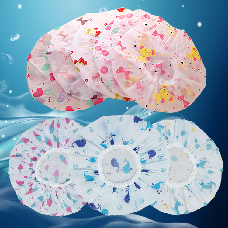 Bath waterproof bath cap with thickened cartoon pattern make-up care cap kitchen lampblack cap wholesale