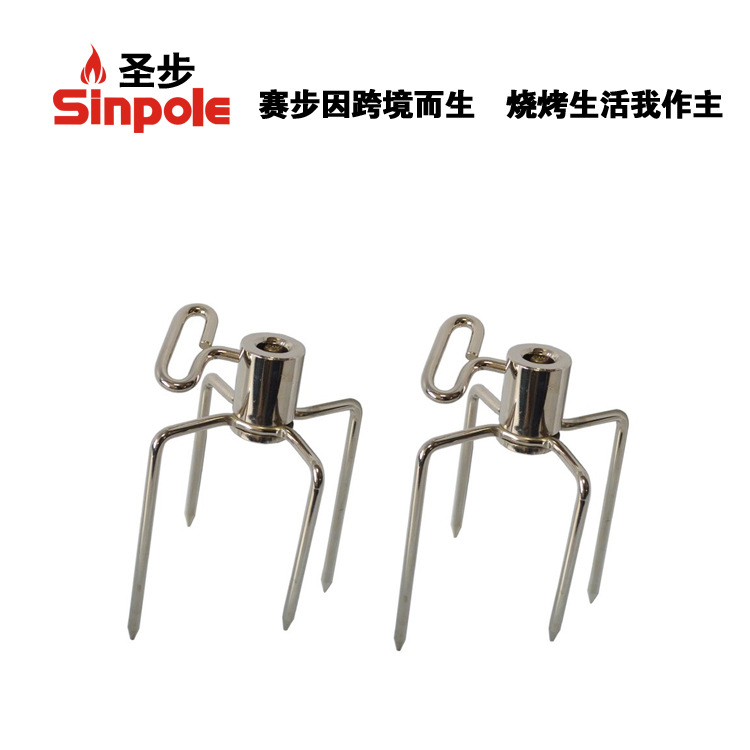 Stainless Steel BBQ Fork Multi-Function Electroplated Baking Fork Four-Claw Outdoor Barbecue Accessories 