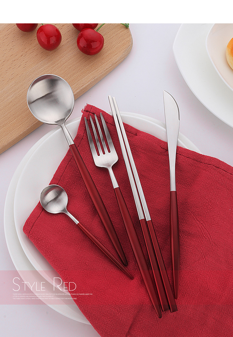 SOURCE Factory Exquisite Matte Brushed Tableware Set Portugal round Handle Tableware Set Pack 304 Stainless Steel Knife, Fork and Spoon SOURCE Factory Exquisite Matte Brushed Tableware Set Portugal round Handle Tableware Set Pack 304 Stainless Steel Knife, Fork and Spoon