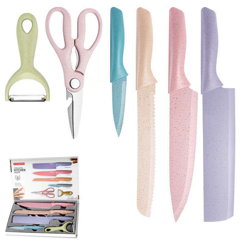 Colored Wheat Orange Rod Knife Set Household Kitchen Knife Stainless Steel Kitchen Knife Set Gift Knife Set in Stock Colored Wheat Orange Rod Knife Set Household Kitchen Knife Stainless Steel Kitchen Knife Set Gift Knife Set in Stock