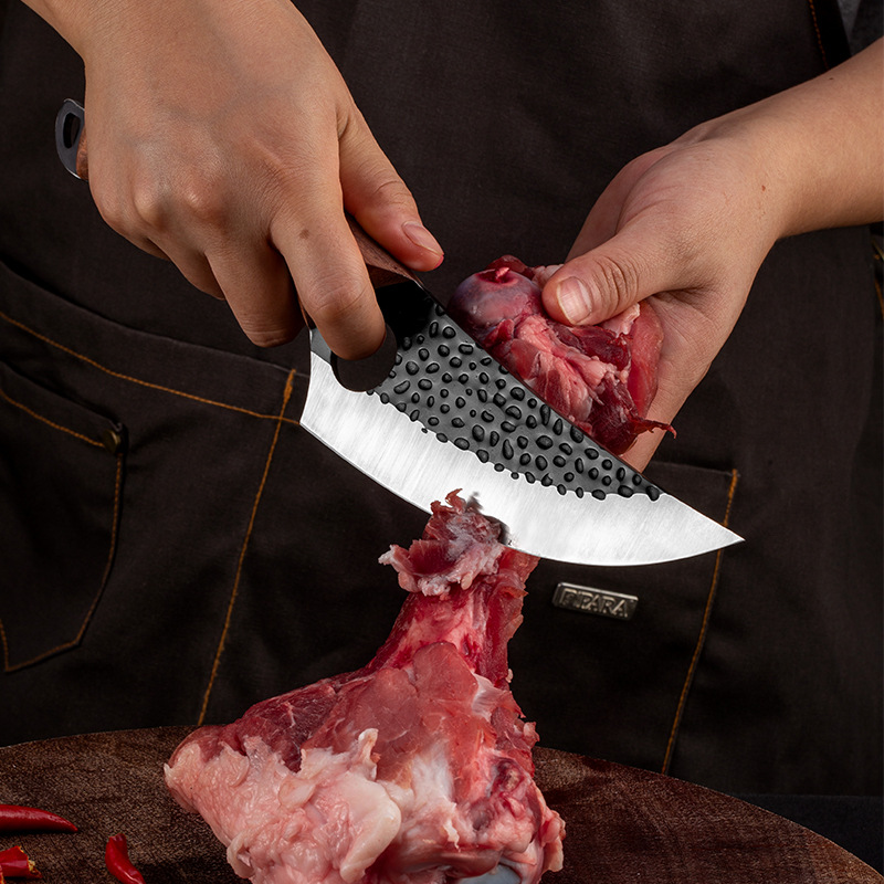 Machete Sever Knife Chef Knife Kitchen Knife Sliced Fish Killing Stainless Steel Boning Knife Forged Hammer Pattern