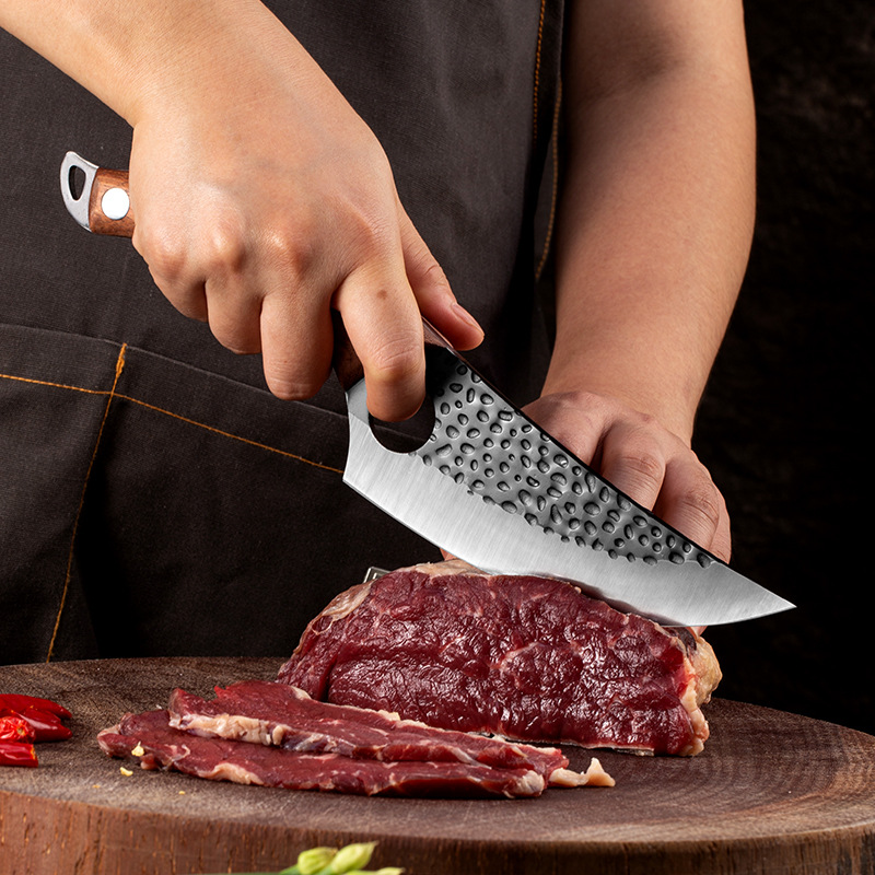 Machete Sever Knife Chef Knife Kitchen Knife Sliced Fish Killing Stainless Steel Boning Knife Forged Hammer Pattern