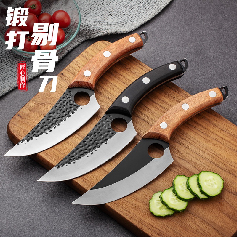 Machete Sever Knife Chef Knife Kitchen Knife Sliced Fish Killing Stainless Steel Boning Knife Forged Hammer Pattern