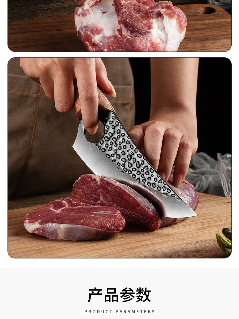 Machete Sever Knife Chef Knife Kitchen Knife Sliced Fish Killing Stainless Steel Boning Knife Forged Hammer Pattern Machete Sever Knife Chef Knife Kitchen Knife Sliced Fish Killing Stainless Steel Boning Knife Forged Hammer Pattern