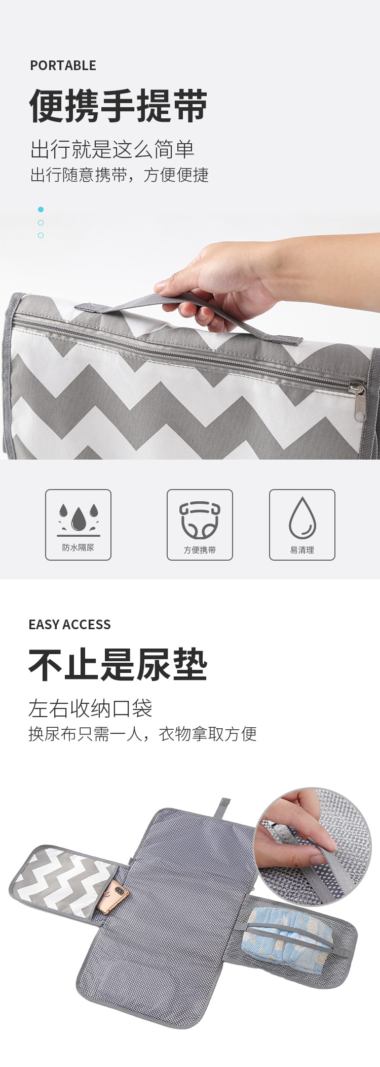 Baby Portable Diaper Changing Waterproof Mattress Cover Packs Multi-Functional Baby Diaper Changing Table Anti-Maternal and Child Supplies Travel Cross-Border
