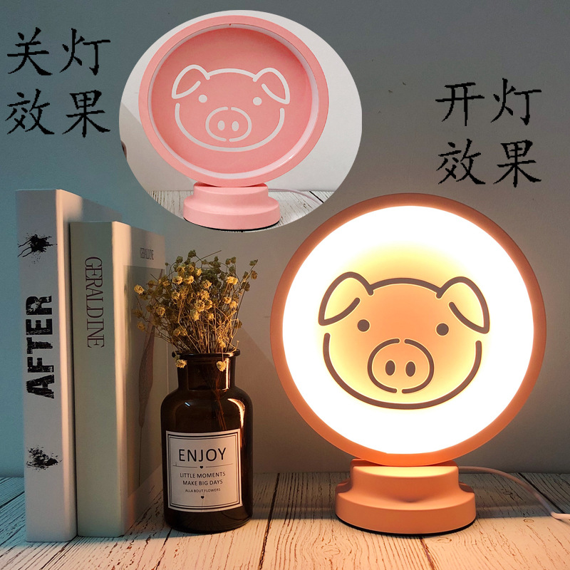 Nordic Simple Table Lamp Cartoon Animal Rabbit Children&#039;s Room Macaron Small Night Lamp Cute Wrought Iron Creative Eye-Protection Lamp