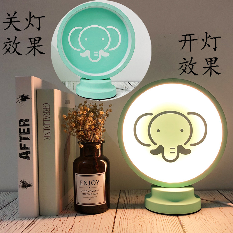 Nordic Simple Table Lamp Cartoon Animal Rabbit Children's Room Macaron Small Night Lamp Cute Wrought Iron Creative Eye-Protection Lamp
