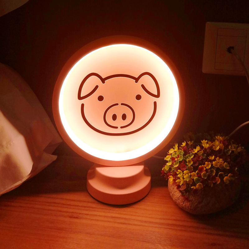 Nordic Simple Table Lamp Cartoon Animal Rabbit Children's Room Macaron Small Night Lamp Cute Wrought Iron Creative Eye-Protection Lamp