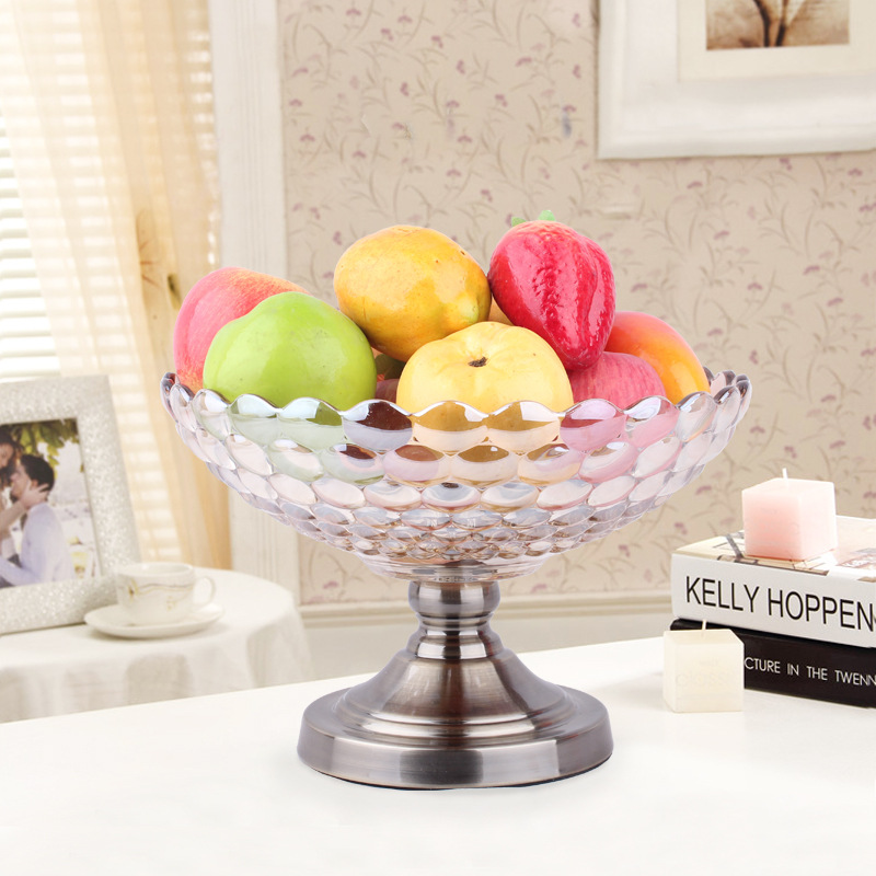 European Fruit Plate Creative Luxury High-Grade Glass Living Room Decoration Gift Utensils Coffee Table Home Practical Decoration