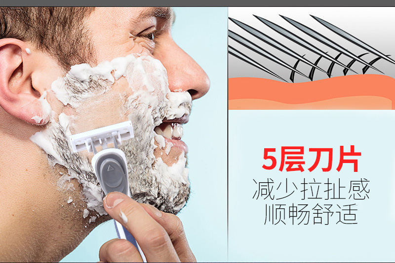 Max Men's Five-Layer Disposable Manual Shaver Induction Cutter Head Swedish Blade Old-Fashioned Razor Shaver Factory