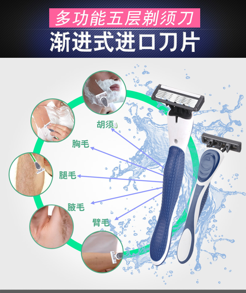 Max Men's Five-Layer Disposable Manual Shaver Induction Cutter Head Swedish Blade Old-Fashioned Razor Shaver Factory