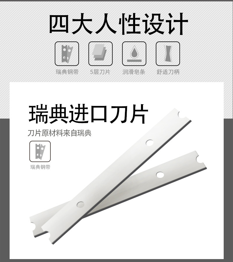 Max Men's Five-Layer Disposable Manual Shaver Induction Cutter Head Swedish Blade Old-Fashioned Razor Shaver Factory