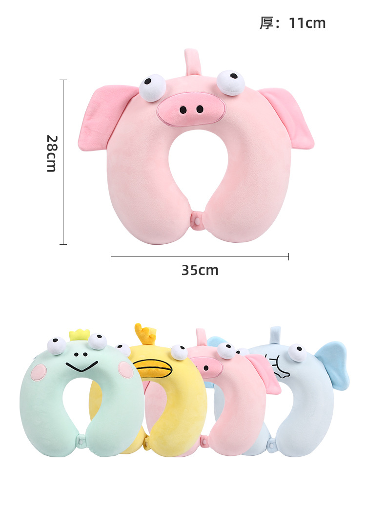 Animal Cartoon Student U-Shaped Neck Pillow Children's Holiday Outdoor Super Soft Portable Slow Rebound Memory Foam U-Shaped Pillow Head