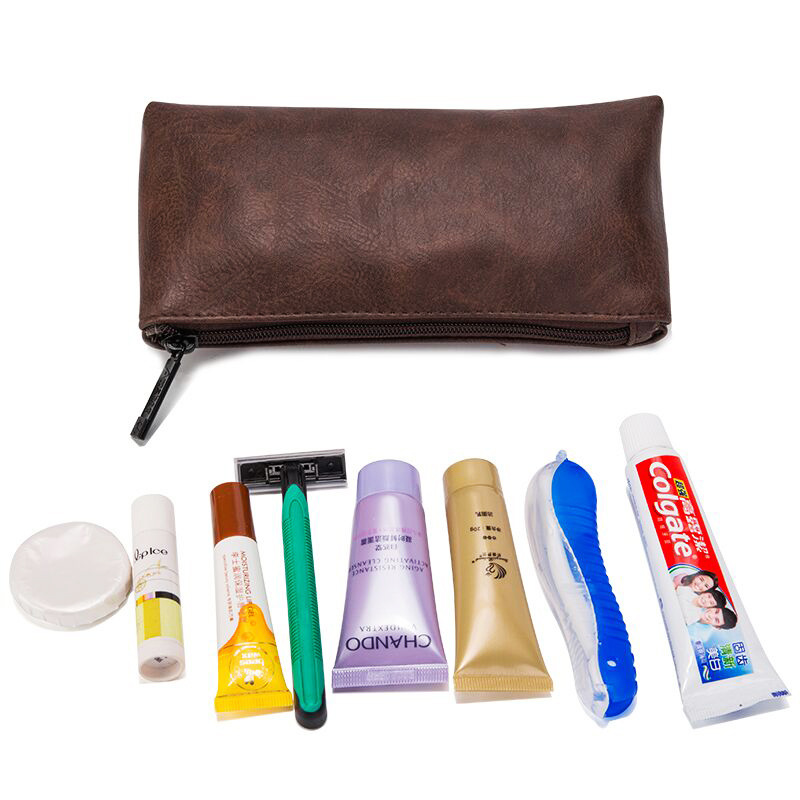 toiletry Bag (Korean version) Handheld cosmetic bag hook bath bag multifunction storage bag waterproof PU leather