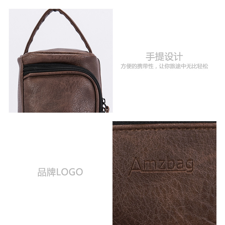 toiletry Bag (Korean version) Handheld cosmetic bag hook bath bag multifunction storage bag waterproof PU leather
