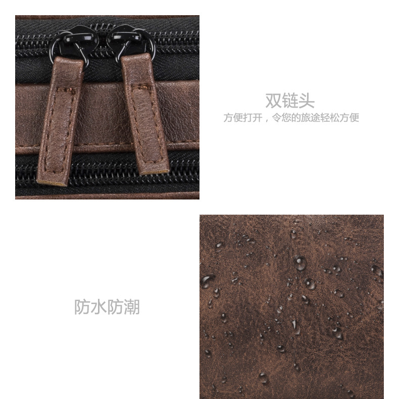 toiletry Bag (Korean version) Handheld cosmetic bag hook bath bag multifunction storage bag waterproof PU leather