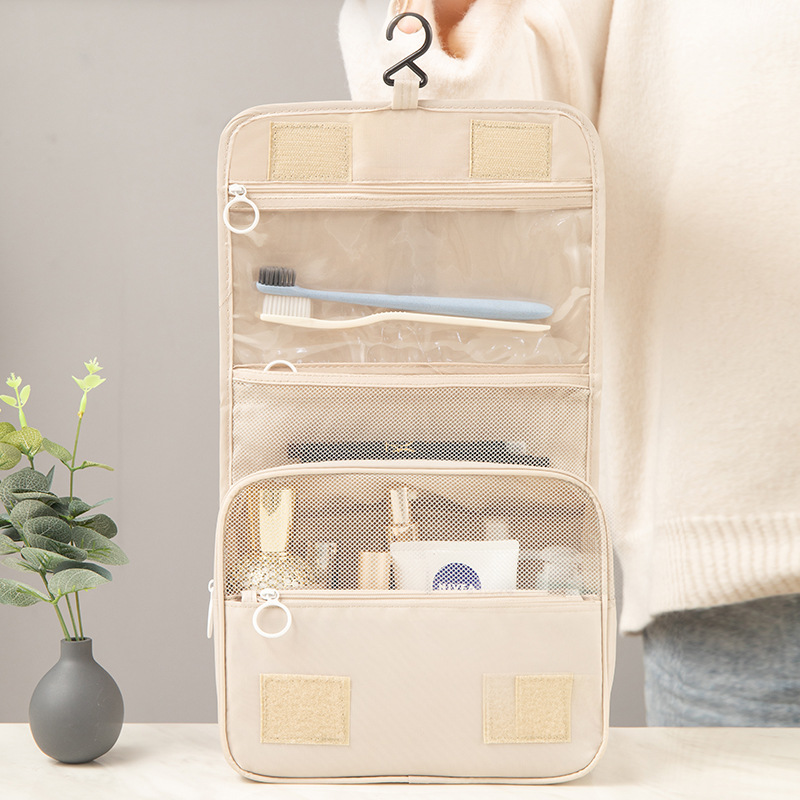 Crossborder Travel package Twill lemon hanging hook wash gargle bag multifunctional folding travel makeup bag