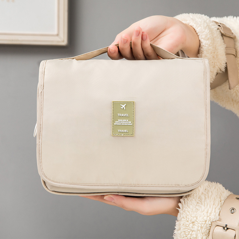 Crossborder Travel package Twill lemon hanging hook wash gargle bag multifunctional folding travel makeup bag