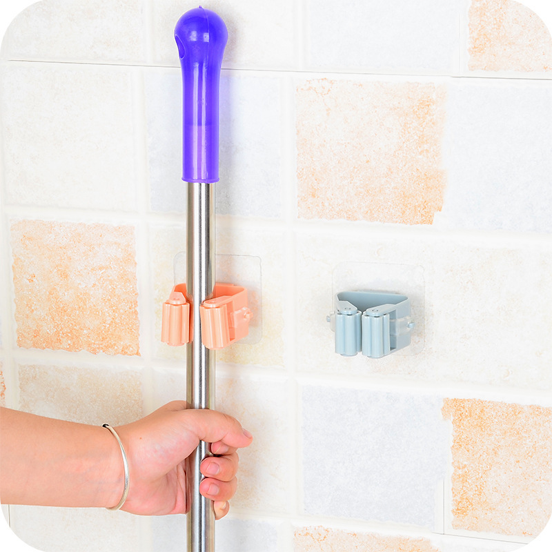 No trace Mop clamp No hole hanging Rack hook booth Powerful No trace Toilet Wall Hanging Rack T