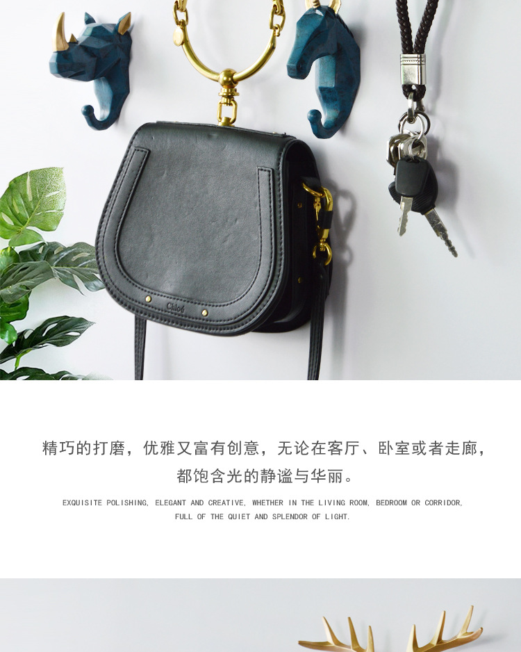 Nordic Creative Animal hook without hole deer head hanging coat hook wall After the door Key Wall Hanging Rack Single